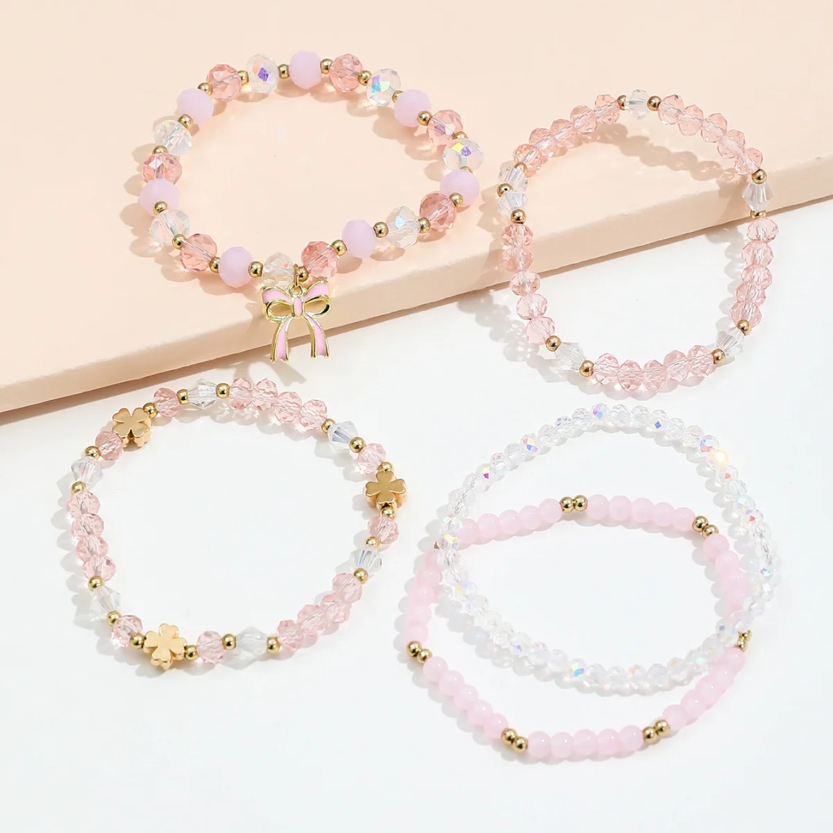 5 قطع الأزياء الخرز الصليب القوس أساور مجموعة للنساء لطيف سحر أساور مجوهرات هدايا #4