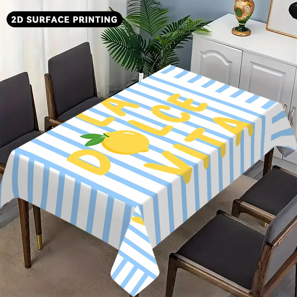 One piece of sweet life lemon tablecloth, a restaurant and kitchen accessory shaped tablecloth