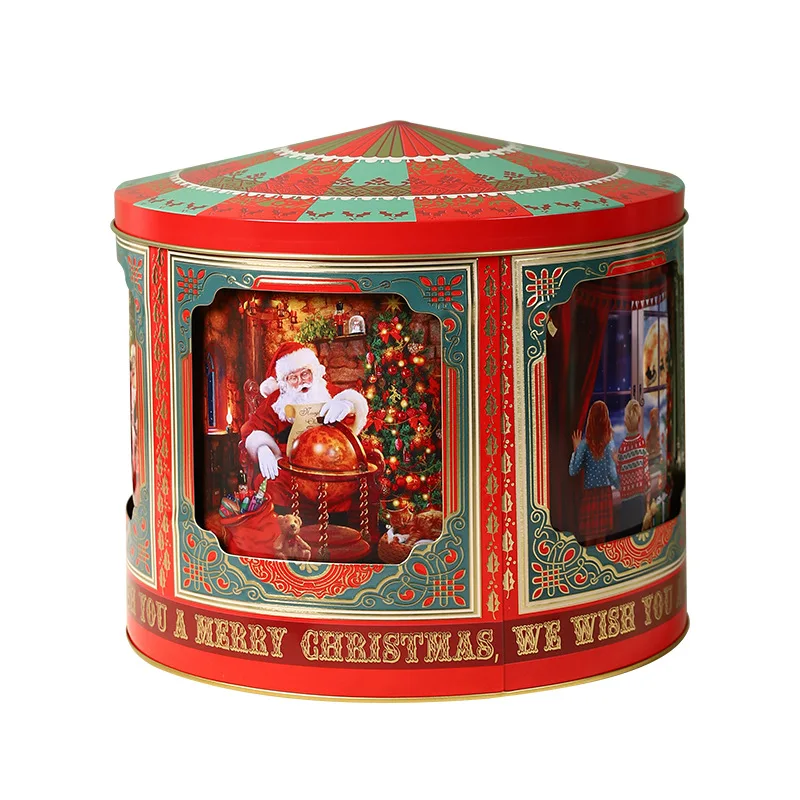 ‌Christmas Tree Music Tin Box - Festive Nut Storage, Holiday Snack Organizer, Playing Gift Box