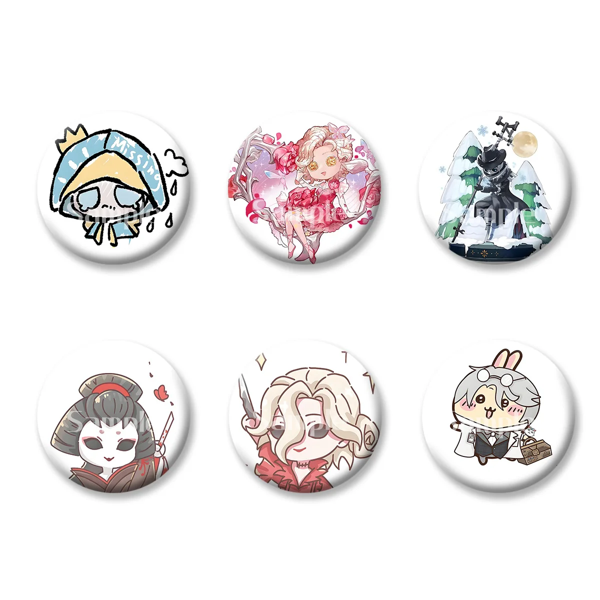 

The Fifth Personality Terror Anime Cartoon Flash Badge Keychains Makeup Mirror Fridge Magnet ACG Goods Game Peripherals Toy Gift