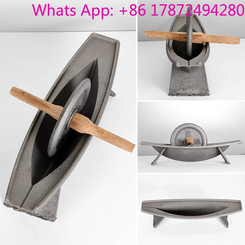 Anti-rust solid pure pig iron mill household old-fashioned iron medicine ship hand push groove stone mortar medicine grinding gr