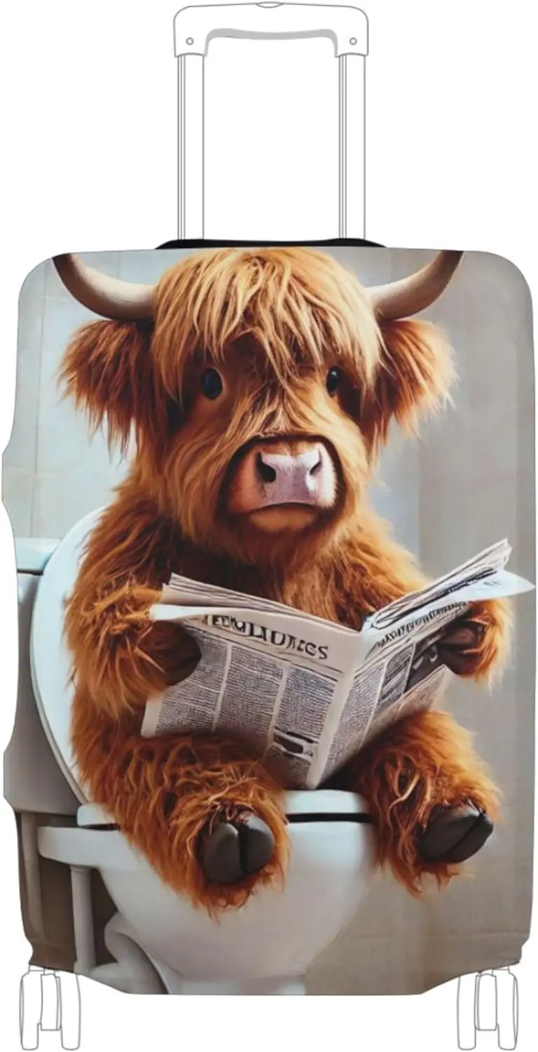 

Joisal Funny Highland Cow Cute Calf Luggage Cover for Suitcase Protector Trip Elastic Travel Accessories Suitcase Sleeve Graphic