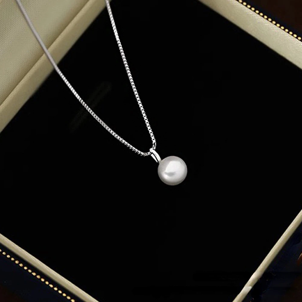 Monkton 925 Sterling Silver Freshwater Natural Pearl Necklace for Women Pendant Fashion Clavicle Chain Fine Jewelry Wholesale