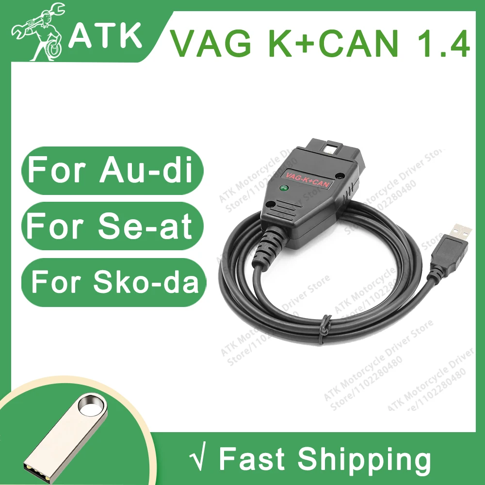 

Automotive diagnostic equipment VAG K+CAN 1.4 For Au-di Se-at Sko-da V-W Crash data clear in airbag units VAG MMI TV Activation