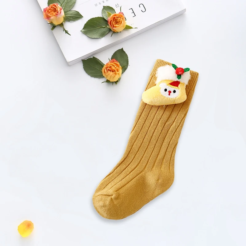 Blotona Kids Christmas Socks Soft Crew Socks with Cartoon Doll Breathable Elastic Walking Socks for Baby Clothing Accessory