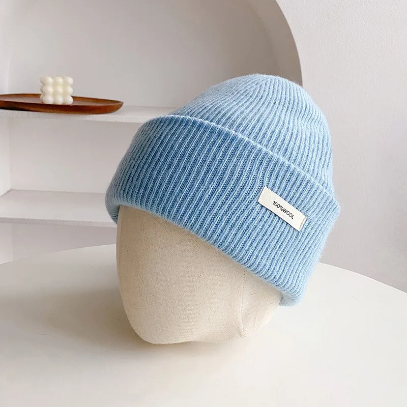 Вязаная шапка из 100% чистой шерсти, женская 2024, новая модная тенденция, осенне-зимняя холодная шапка с большой окружностью головы, сумка, шапка на голову