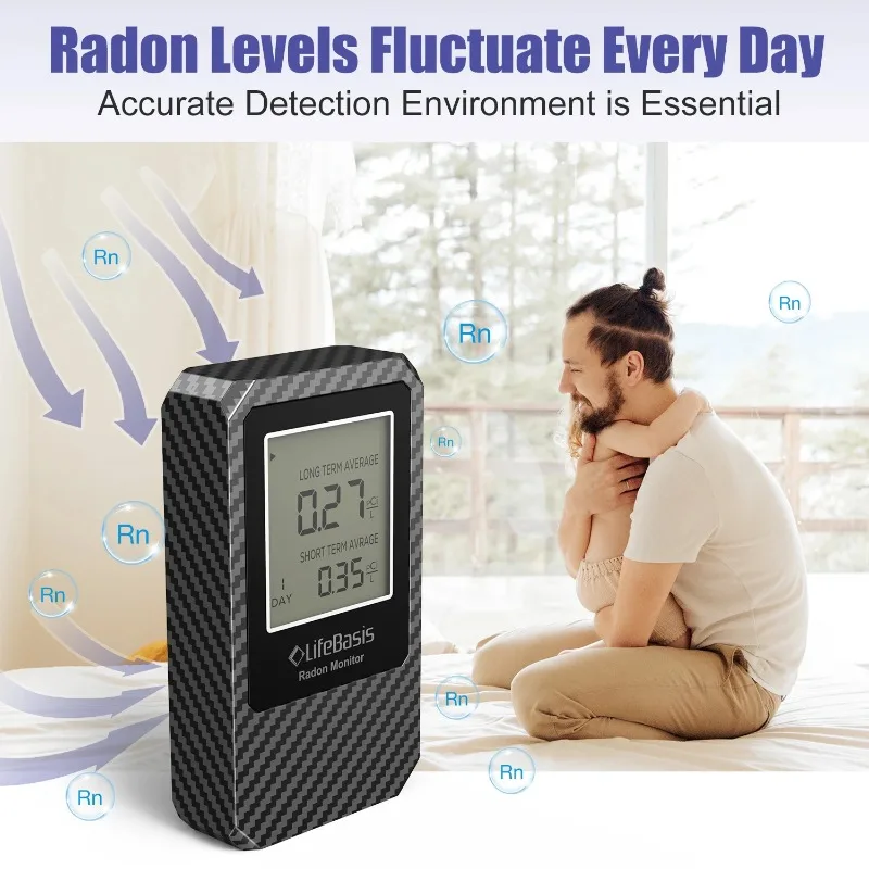مراقبة رادون LifeBasis 0-500 PCi/L المدى B-at-tery - كاشف رادون محمول احترافي محمول Ho-me