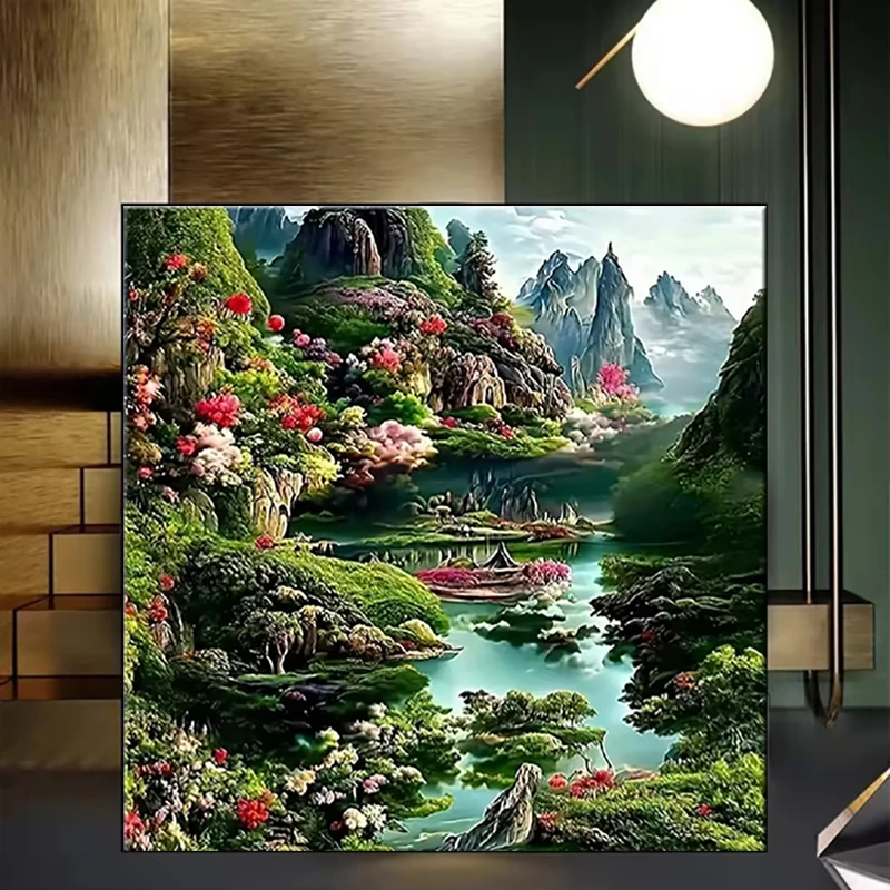 

DIY Алмазная вышивка картина современное искусство пейзаж пейзаж набор алмазной живописи гор и река вышивка крестиком мозаика настенное искусство