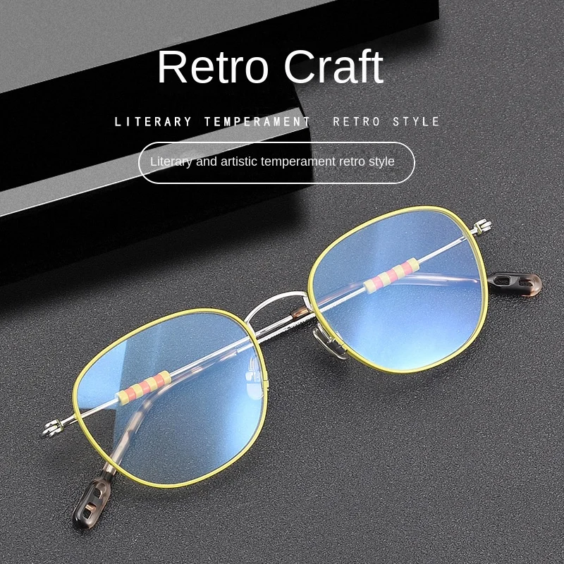 Personality Color Ultra Light Pure Titanium Glasses Frame Myopia Retro Fashion High Quality Prescription Glasses