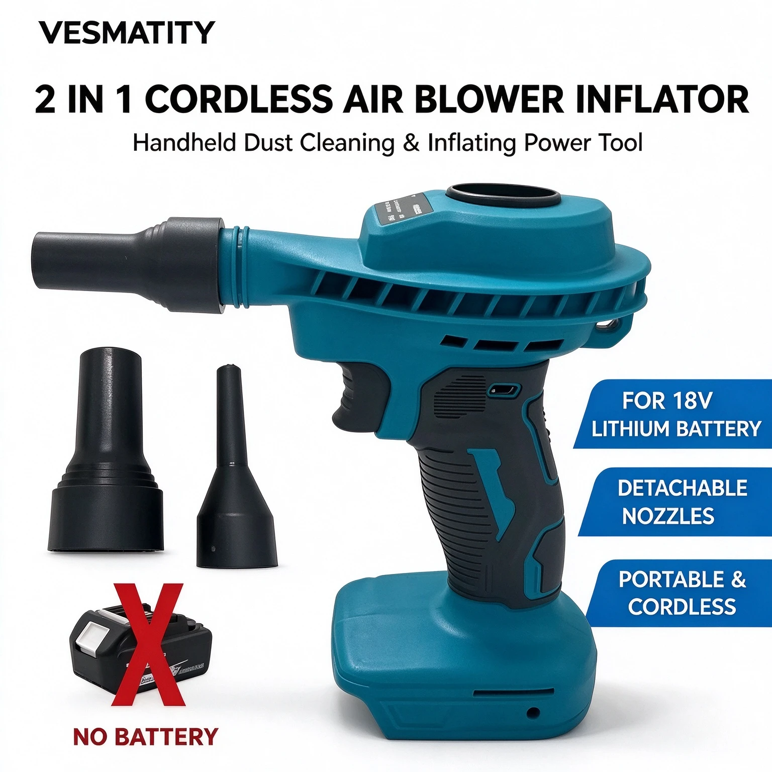 Cordless Dust Blower Inflator Efficient Air Dust Machine Handheld Power Tool For Electronics Inflatable Swimming Ring Cleaning