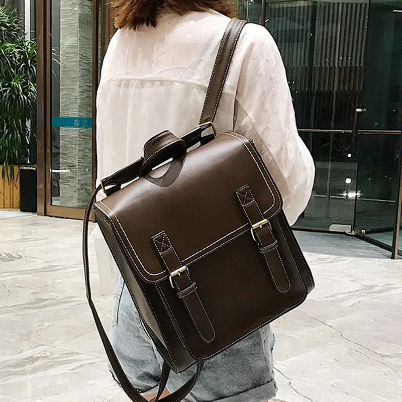 

Vintage Backpack Female Pu Leather Bag Women's Backpack Fashion School Bag for Girls High Quality Leisure Shoulder Bag Sac A Dos
