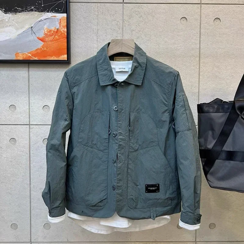 

Чистый цвет, универсальная короткая куртка для самосовершенствования, весенне-осеннее пальто, мужское высококачественное трендовое пальто с лацканами, верхняя мода