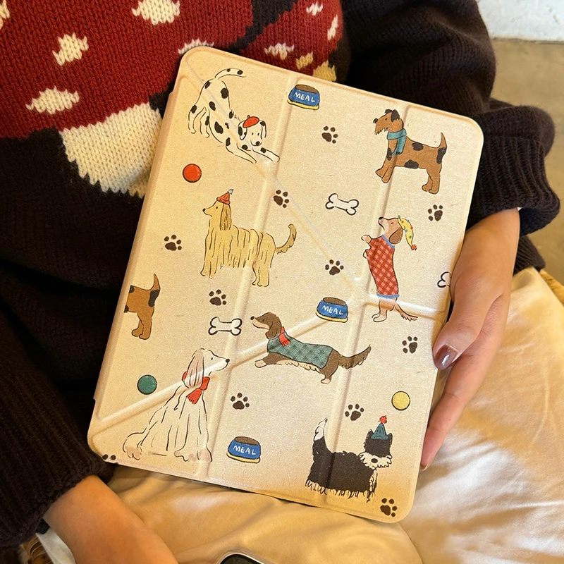 

Теплая зимняя обложка Autumn Winter Warm Dog для iPad Pro 11 M2 M3 M4 M5 A16 2025 Air4 5 6 7 12.9/13/9.7/10.2/10.5/9.7in 5th 6th 7/8/9 10th 11th
