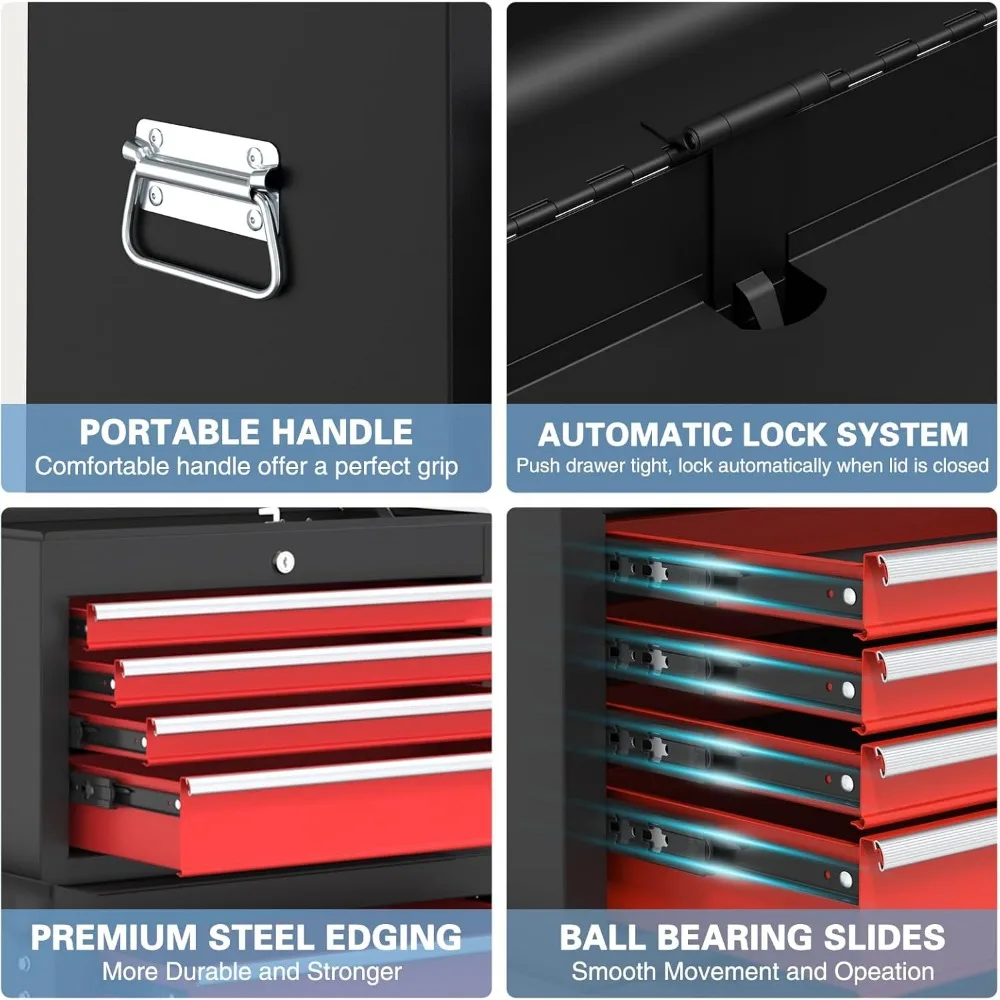 Luck6-Drawer High Capacity Rolling Tool Chest, Removable Toolbox on Wheels Organizers, Lockable Tool Box Tool Storage Cabine wit