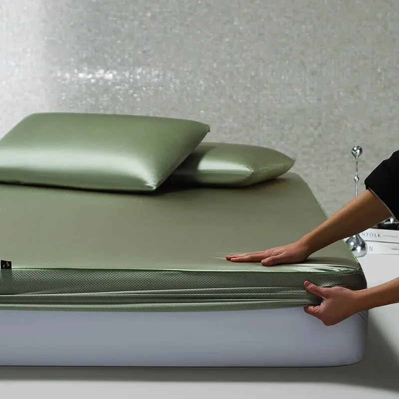 Double Mattress Bedsheets Queen Cooling Bedroom Green Bedsheets Pillow Cover Satin Roupa De Cama Casal Comforter Sets