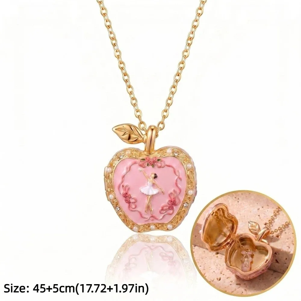 Gold color Opening Closing Phase Box Necklace Ballet Style Opening and Closing Box Women's Necklace Jewelry Gift view 6