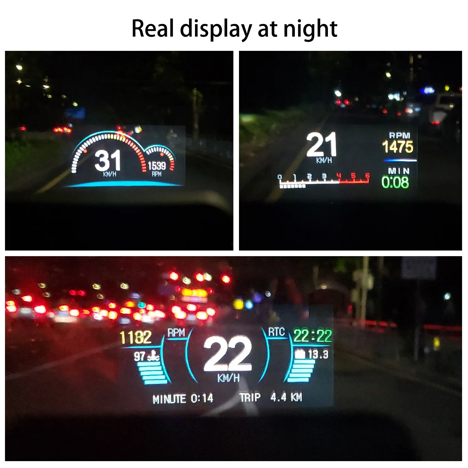 HUD Head Up Display C1 OBD2 GPS Dual System Digital Speedometer Water & Oil Temp RPM navigation Overspeed Warning Projection