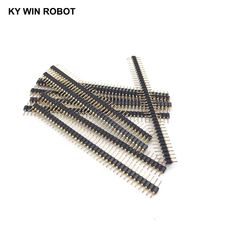 5pcs 40 Pin Connector Header Round Needle 1x40 Golden Pin Single Row Male 2.54mm Breakable Pin Connector Strip image 5