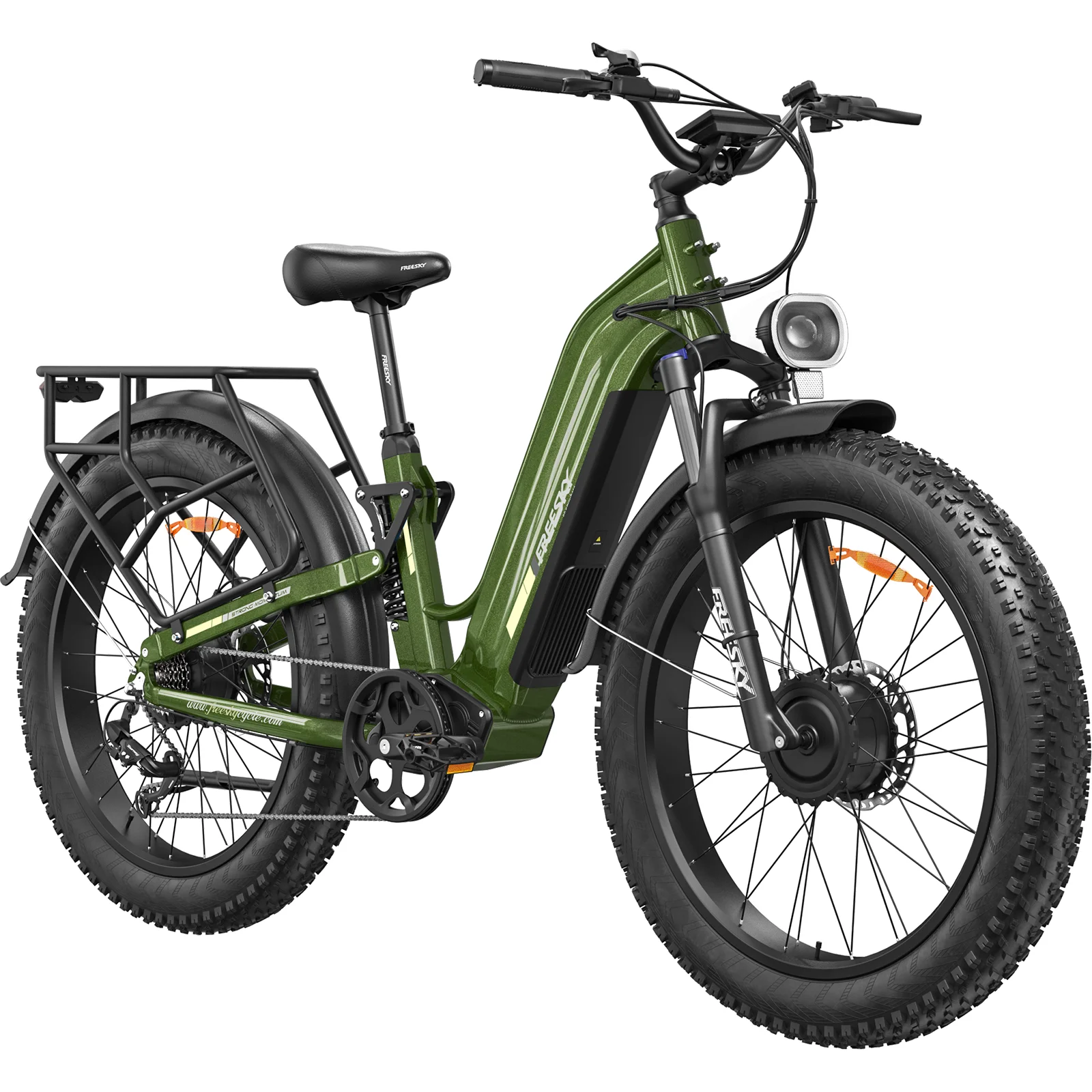 FREESKY 4000W 210Nm AI Dual Motor Electric Bike For Adults Ranger Air 105mile Long Range Ebikes,34MPH,Full suspension,26’fat tire,Step-thru,Mountain,hunting image 4