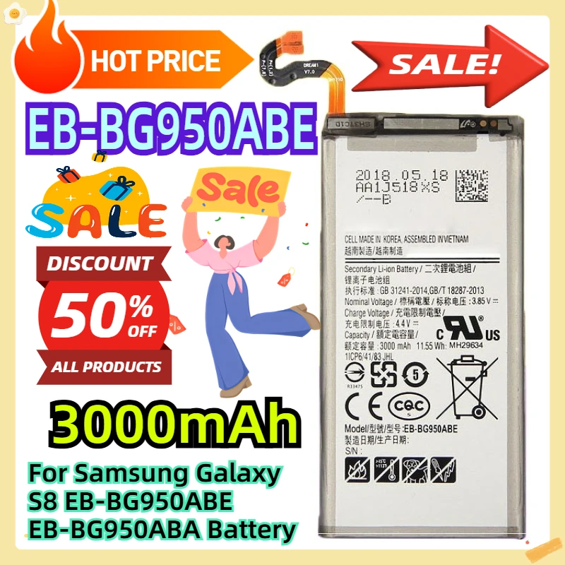 

EB-BG950ABE For Samsung Galaxy S8 EB-BG950ABE EB-BG950ABA Battery 3000mAh
