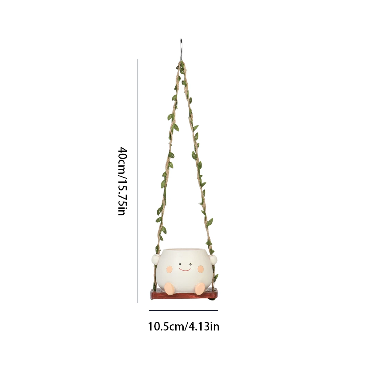 Rocking Swing Face Hanging Planter Pot for Indoor Outdoor Plants Cute Swinging Plant Pot Resin Succulent Planter