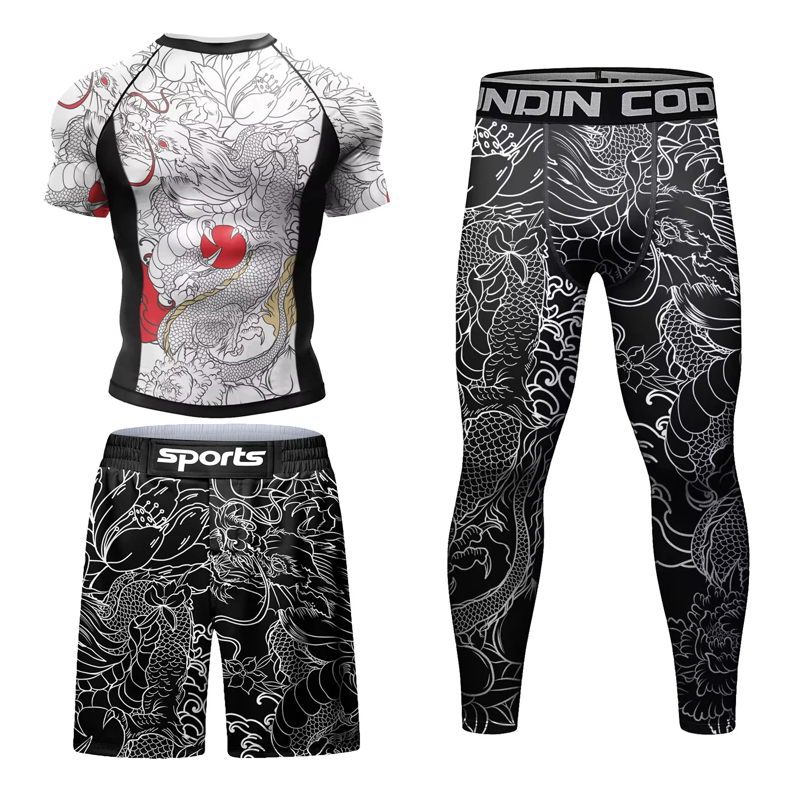 Großhandels preis Cody Lundin Männer Box-Kits Kompression Rash guard MMA Shorts Kickbox-Trainings set männliche Sublimation Trainings anzug