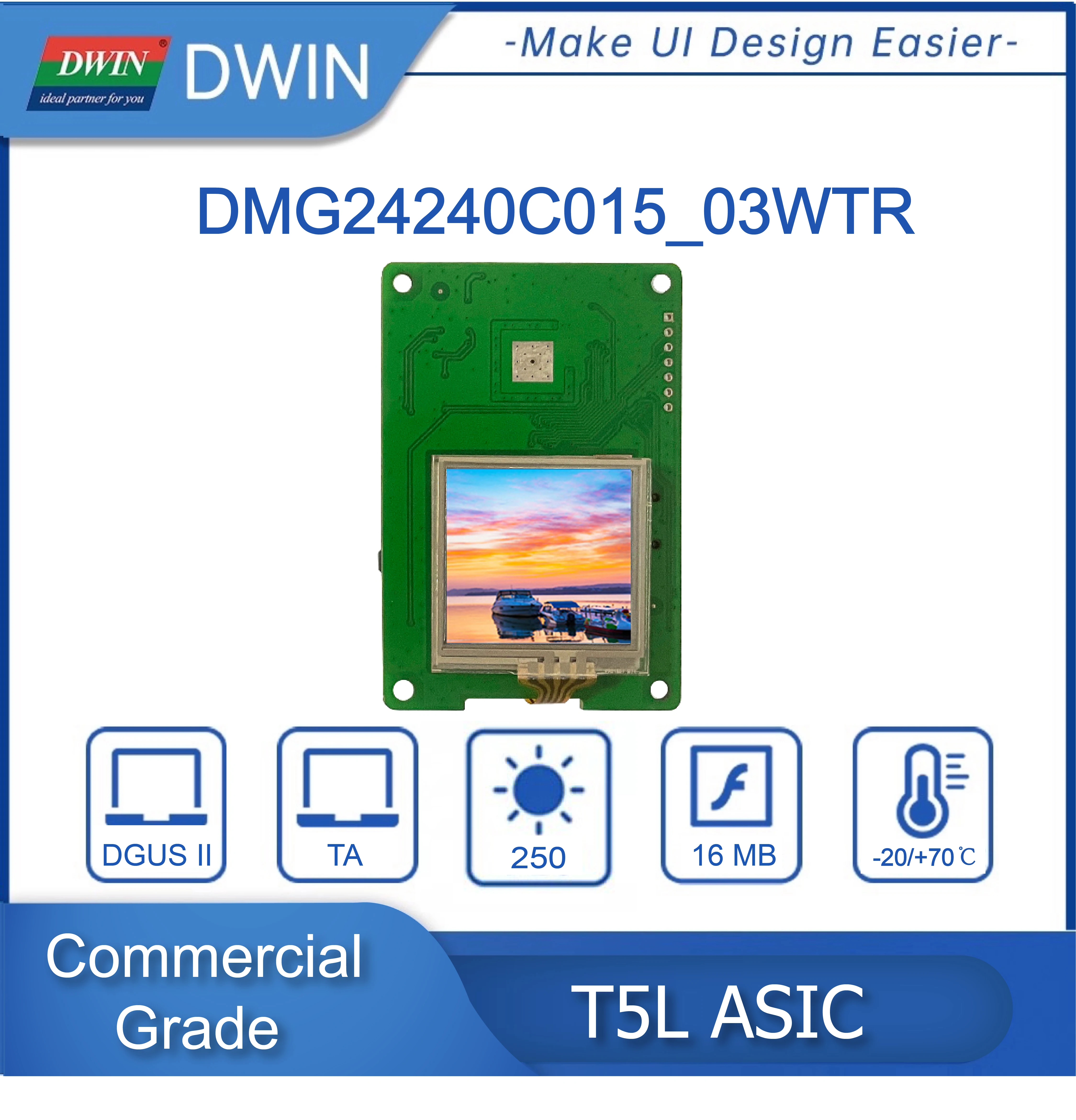 Dwin 1.54 Inch Smart Lcd Diaplay, 240*240 Resolutie Hmi, Sluit Om Lcm Module DMG24240C015_03W