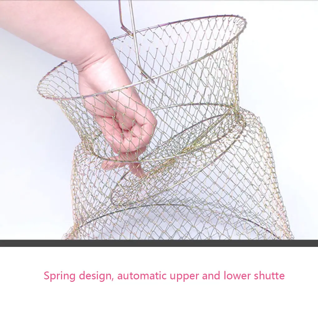 Picture 5: Metal Wire Fish Shrimp Basket Lobster Mesh Fishing Net Prawn Crab Cage Folding Trap Net Foldable for Crab Baskets Fish Baskets