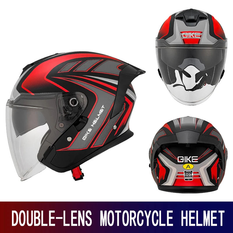 خوذة دراجة نارية عالية الجودة للرجال ثلاثة أرباع عدسة مزدوجة الرجعية نصف خوذة كروز قاطرة أربعة مواسم عالمية 3/4 ساعة
