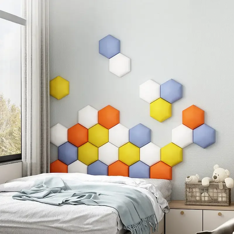 Hexagon Adhesive Bed Headboard Nordic Style Kids Room Decor Head Board 90 135 145 150 160cm Cabecero Cama Tete De Lit Wall Panel