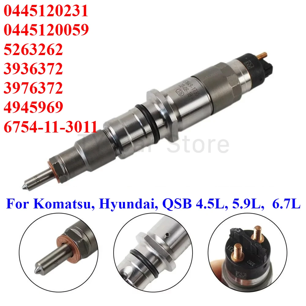 0445120231 3976372 5263262 4945969 New Diesel Fuel Injector 0445120059 For Cummins ISB QSB QSB4.5 5.9 6.7 Hyundai Komatsu