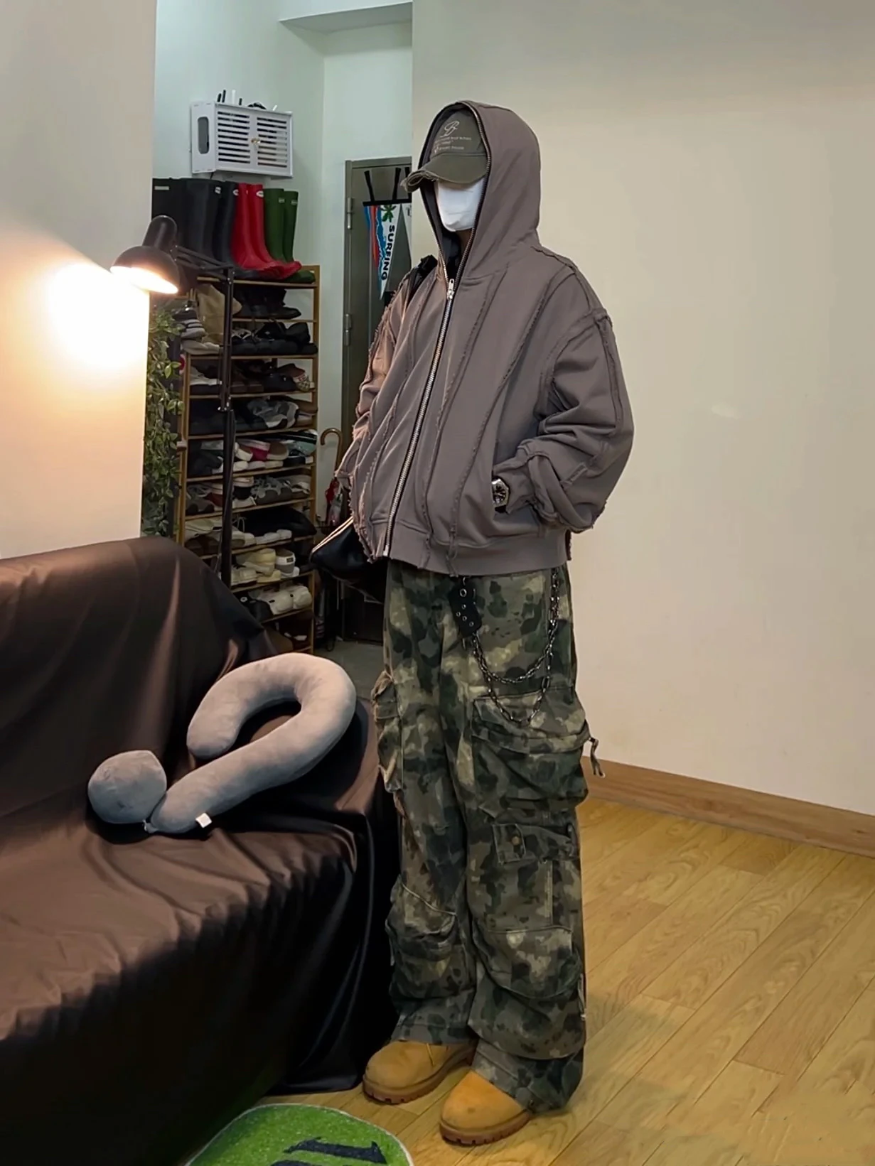 

Брюки-карго 602Studio в американском ретро-стиле, с эффектом размазанного камуфляжа, свободного кроя, повседневные, для мужчин и женщин