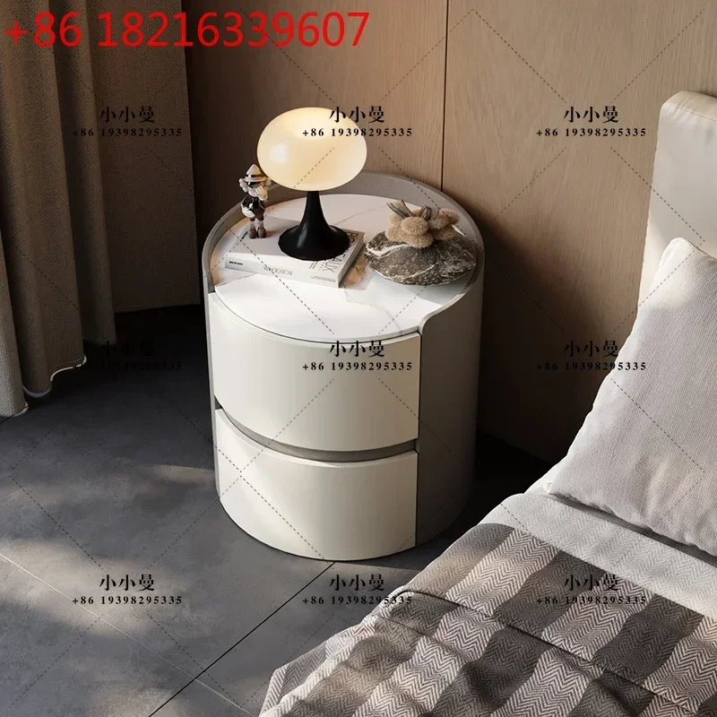 YAO Italian Style Round Bedside Tables Light Luxury Space Saving Nightstand Quality Delicacy Mesitas De Noche Bedroom Furniture