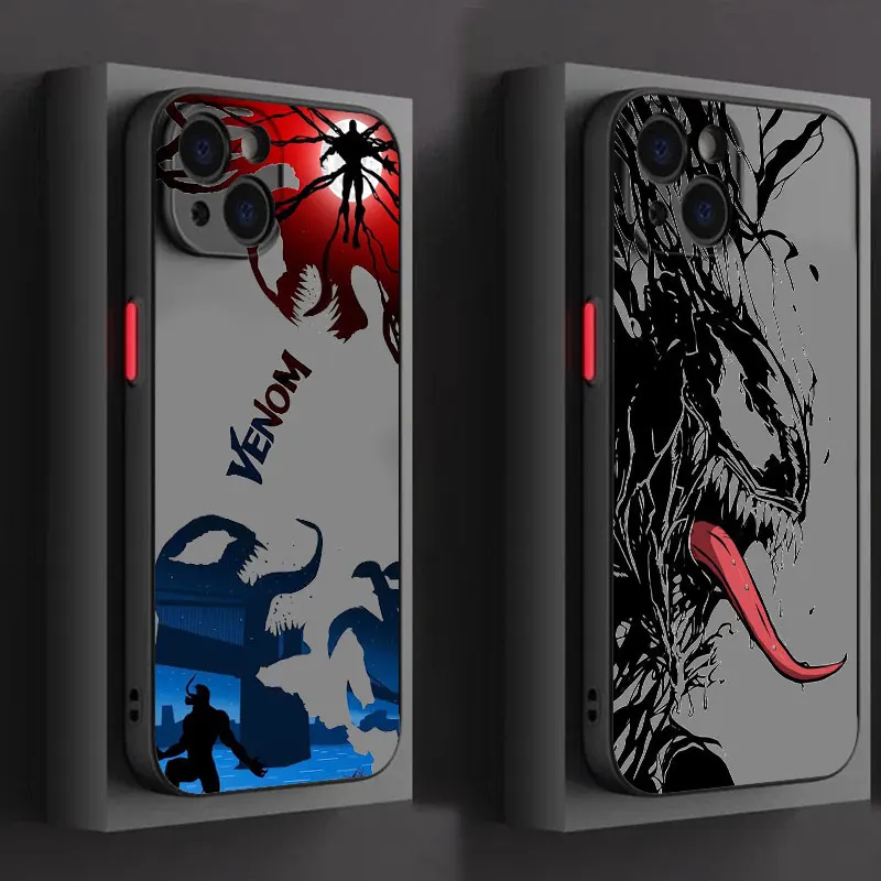 Venom Marvel Hero For iPhone 15 14 13 12 11 Pro Max XS Max X XR 7 8 Plus 6S 5S Frosted Translucent Phone Case