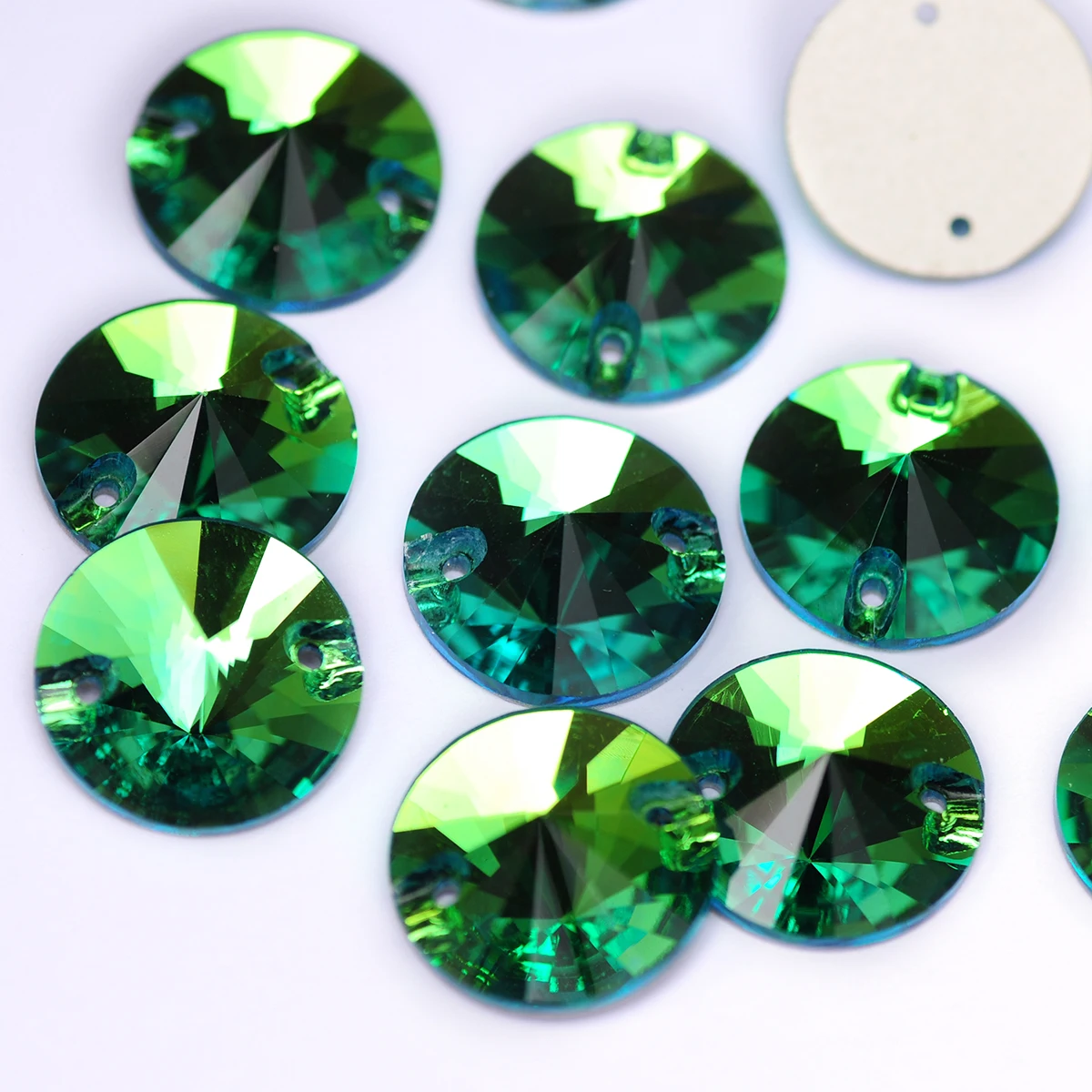 Peridot-Kristallglas-Aufnähsteine für Handarbeiten, Perlen für Kleidungsstücke, Schuhe, Hochzeitskleider-Dekorationen - Verschiedene Formen – Detail 3