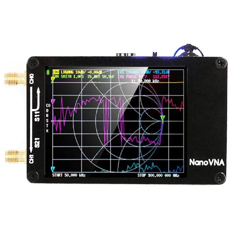 Analizzatore di Antenna di rete vettoriale NanoVNA-H da 2.8 pollici 10KHz-1.5GHz MF HF VHF UHF Supprt 32G Digital Nano VNA-H Tester