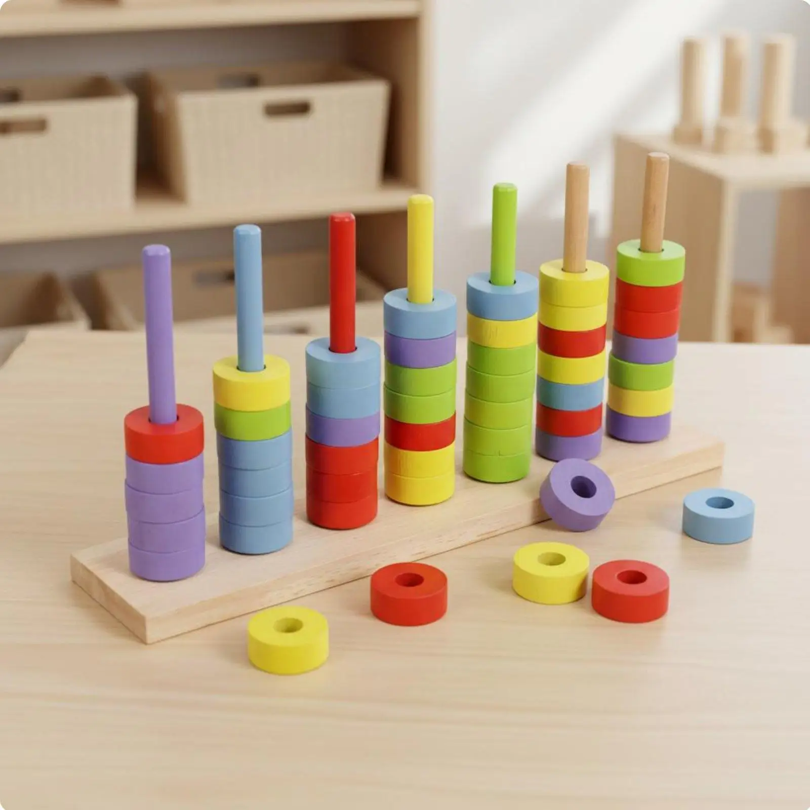 50 Pieces Educational Stacking Rings Hand-Eye Coordination Color Sorting Toy
