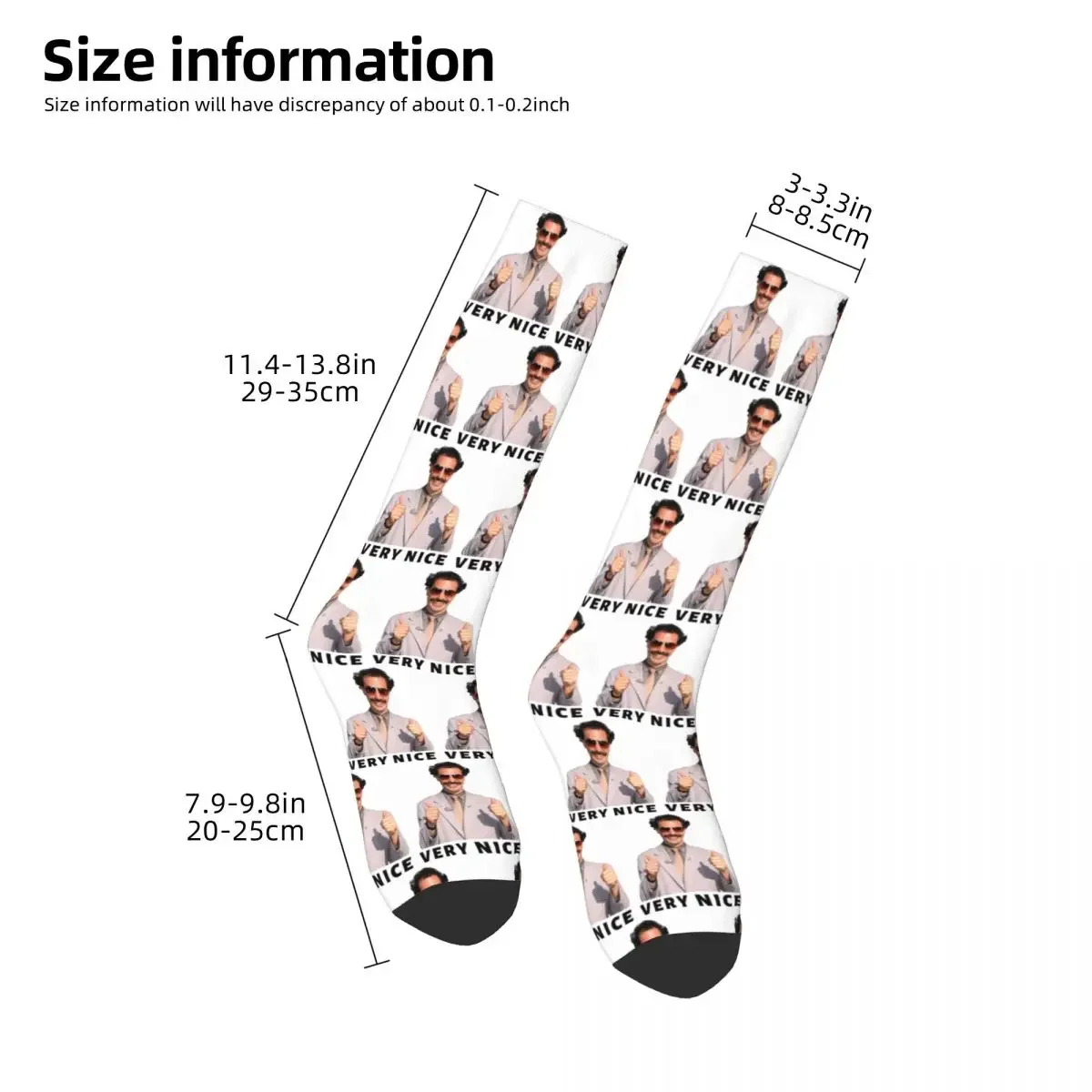 Borat Very Nice Socks Harajuku Super Soft Stockings All Season Long Socks Accessories for Unisex Birthday Present