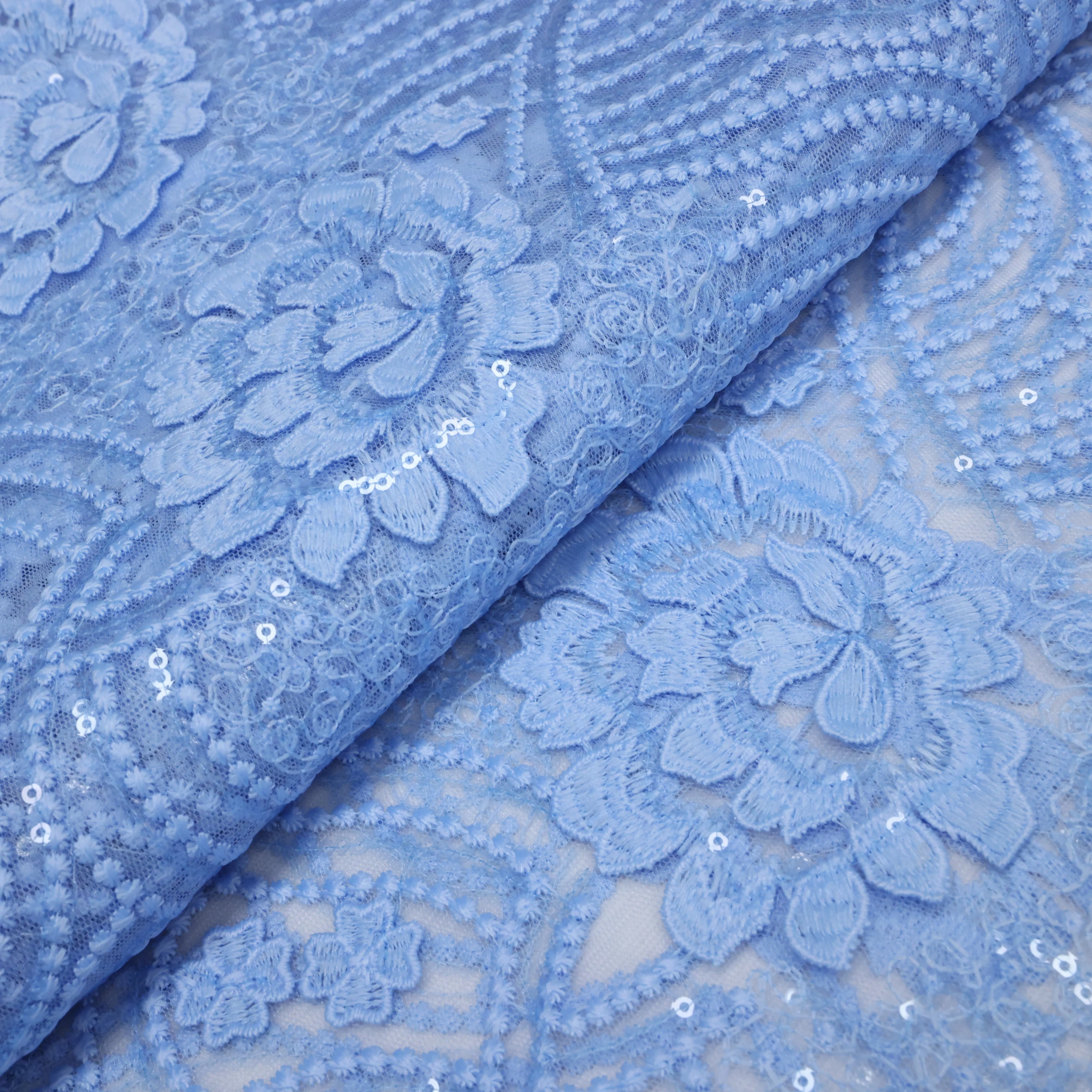 African Style Tissue Net Lace With Sequins Fabric Women Wedding Party Dresses Sewing Material For Women 5 Yards Tissue Cord Lace