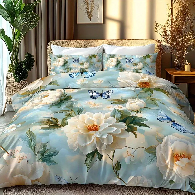 Bettwäsche-Set mit Blumenmuster, 3D-gedruckt, Bettbezug-Set, weich, Einzelbett, Twin, Doppelbett, Queen-Size-Bett, Heimdekoration für Schlafzimmer – Detail 5