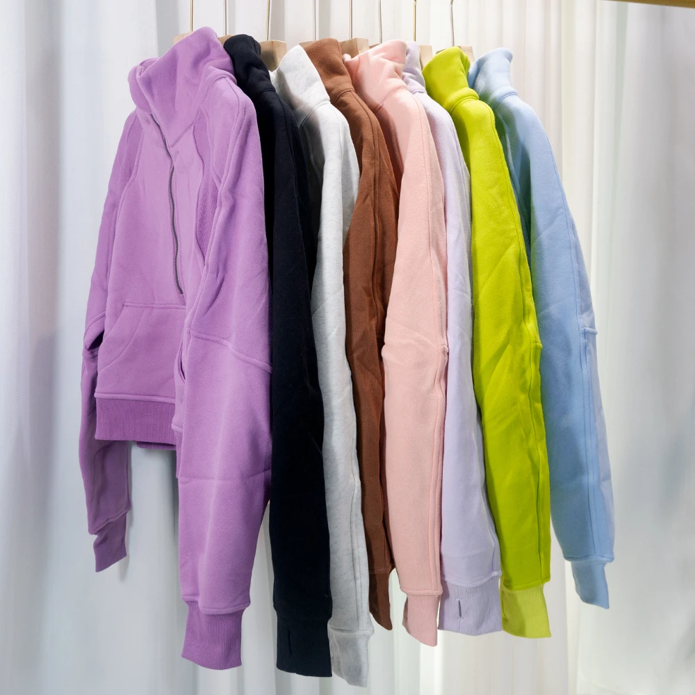 Nylon Autumn Winter New Women's Sweatshirt Sports Half-Zip Stand Collar Fleece Outdoor Running Warm Loose Jacket