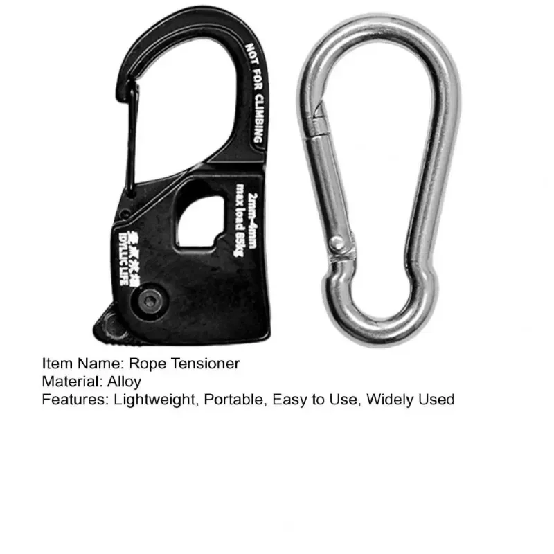 Rope Tensioner Camping Tent Cord Adjuster Rustproof Strong Load-bearing Lightweight Portable Quick Fix Buckle Cord Tensioner