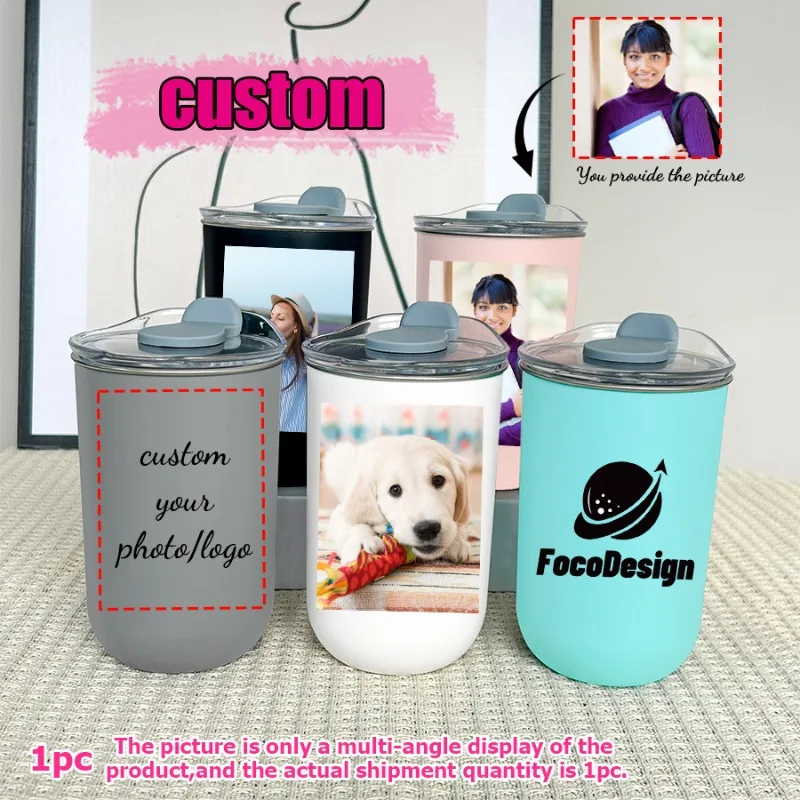 10oz Stainless Steel Insulated Water Cup with Lid, Customizable Logo Picture for Outdoor Camping Travel Home Office Company Gift