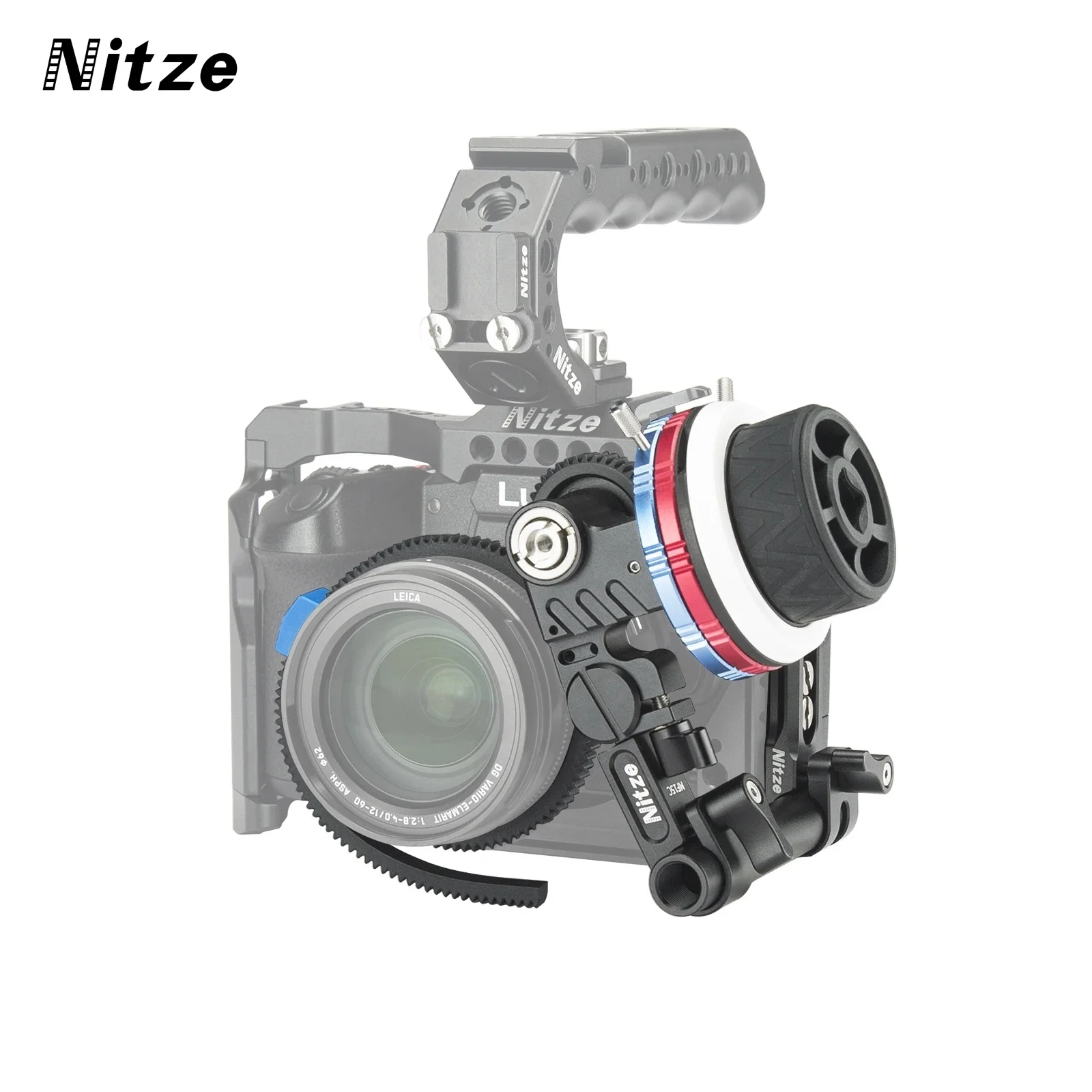 

Nitze Mini Follow Focus Kit with Drive Gears Marking Disks Gear Ring Belt 15mm Rod and Rod Clamp 360° Infinity Zoom