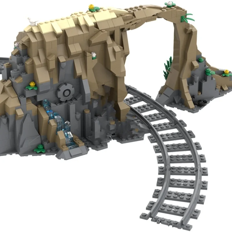828pcs MOC Coastline Natural Bridge Train Tracks Model Building blocks Christmas gifts Assemble DIY toy creative Education Kids