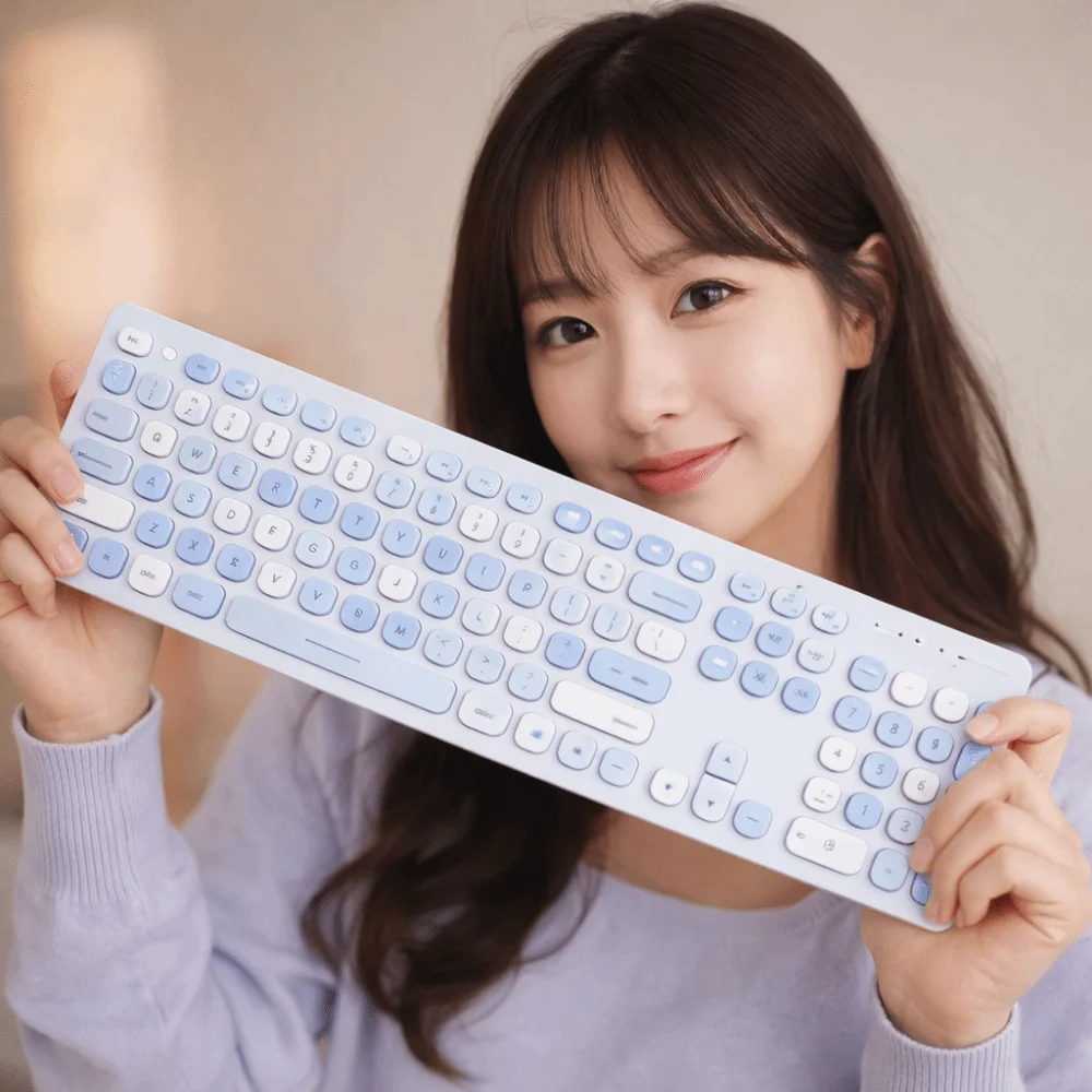 

Mixed Color Keycaps USB Wireless Keyboard Thin Design Battery Operated Wireless Connection Keyboard 104 Keys Layout