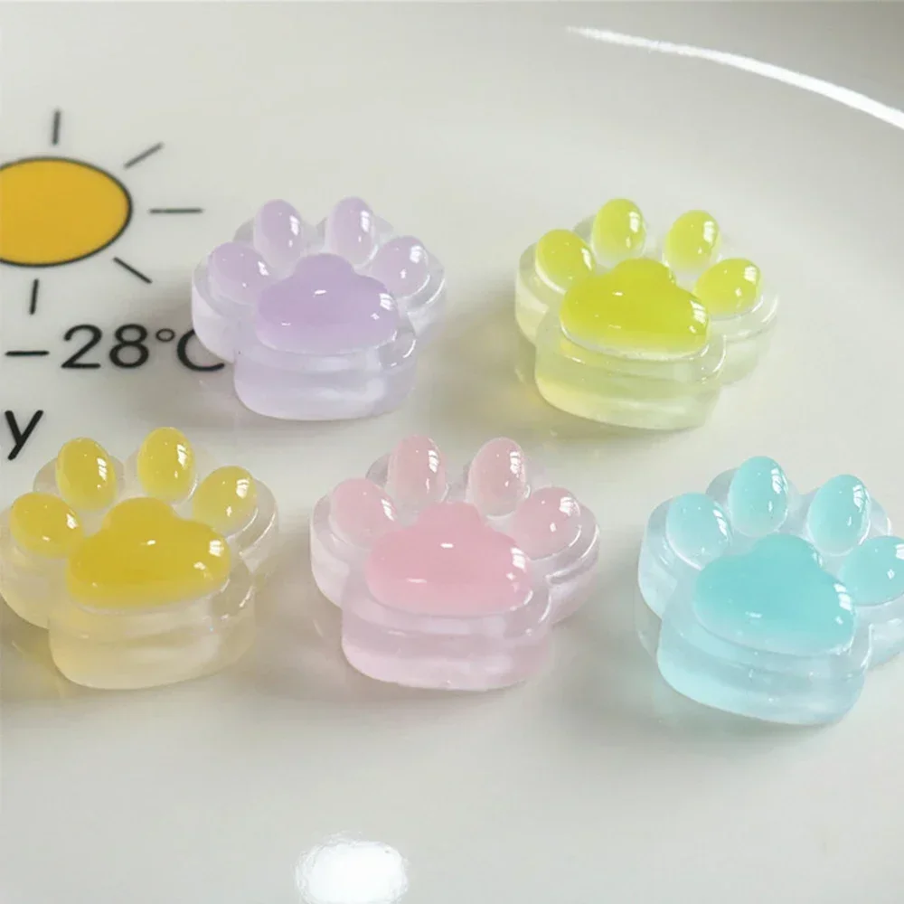 10PCS 26x25mm Transparent Paw Miniature Flat Back Resin Cabochons For Hairpin Scrapbooking DIY Home Decor Craft Accessories