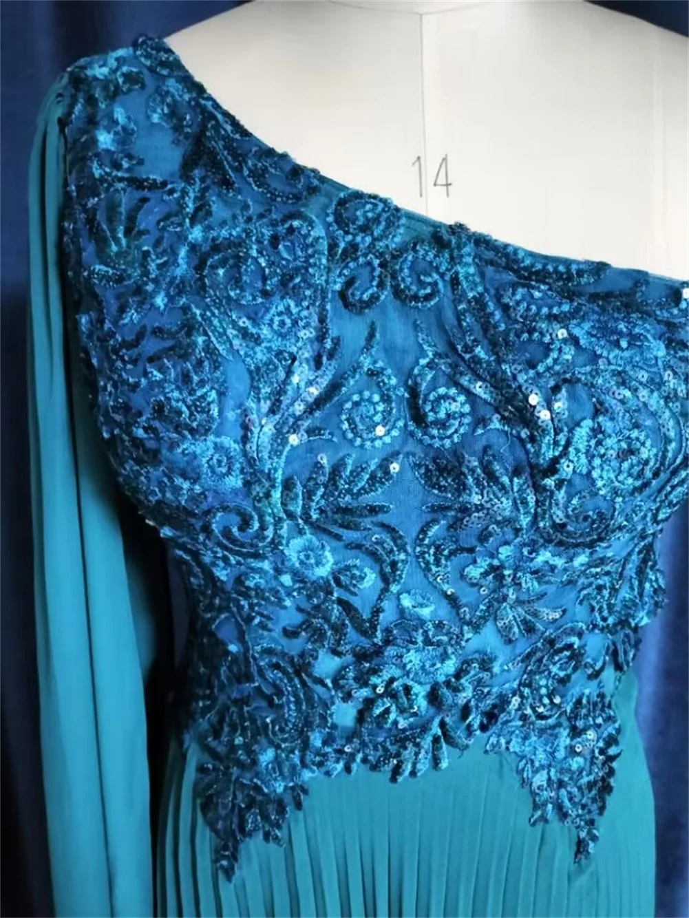 Vestidos de un hombro para madre de la novia, apliques de encaje, vestidos largos de fiesta, vestidos de baile de gasa, vestido Formal de línea A fruncido para mujer