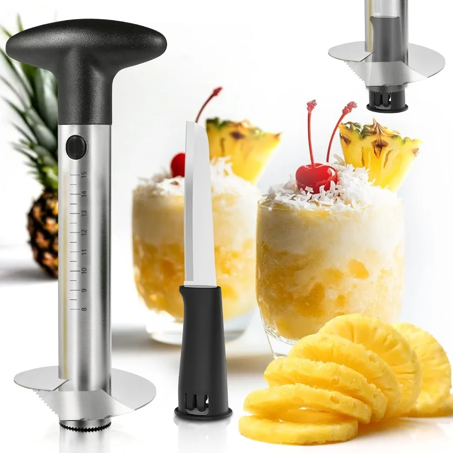 

YYP Pineapple Corer and Slicer with Measurement Marks Stainless Steel Pineapple Cutter for Perfect Pineapple Rings and Effortle
