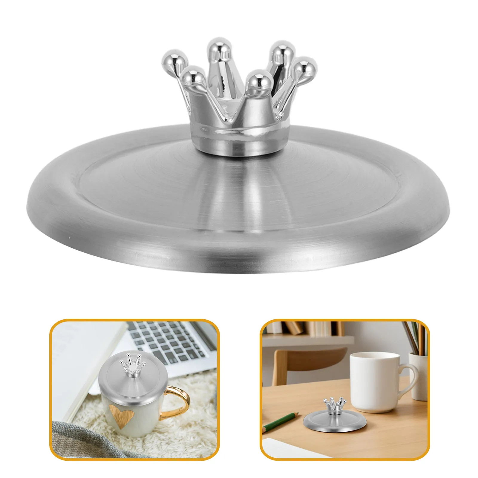 4Pcs Stainless Steel Cup Lid Round Metal Mug Cover Spill Proof Water Tea Coffee Lid Replacement Outer Diameter 8-9.1cm Universal